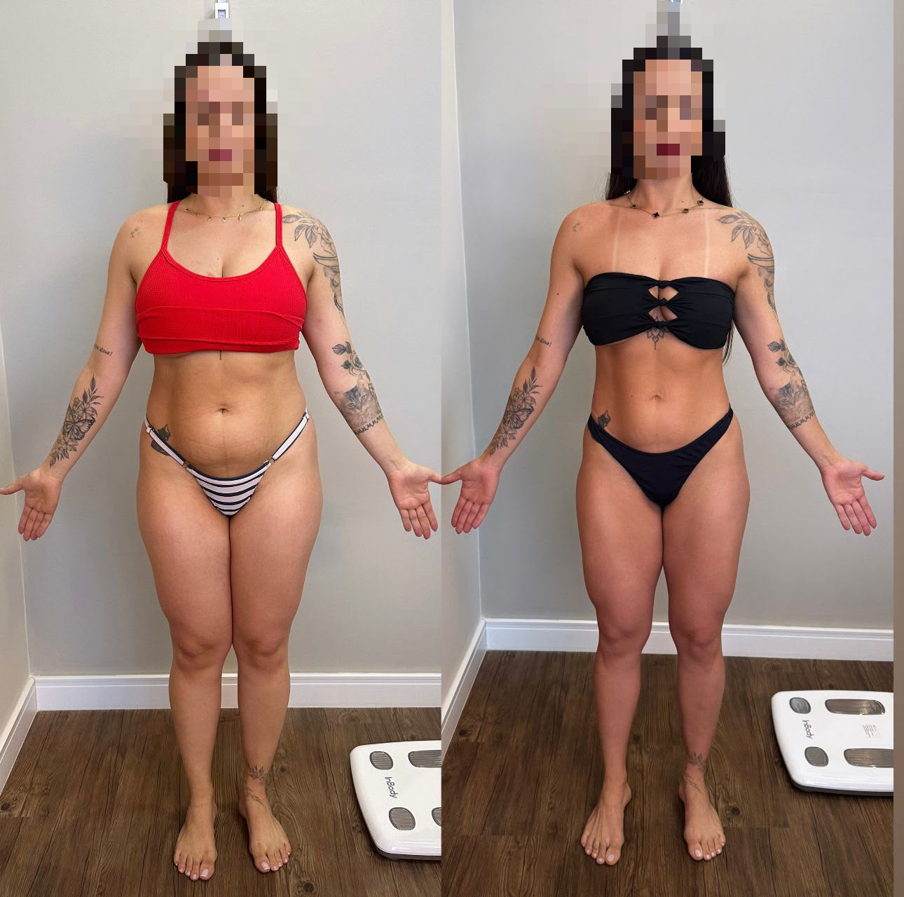 Resultado antes e depois de aluna do Zoncada Personal